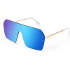 Mirrored Blue Classic Siamese One Piece Sunglasses Nice Rimless Stylish Retro Design for Women Men B2574
