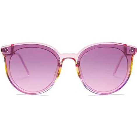 SOJOS Fashion Round Sunglasses for Women with Rivet Plastic Frame DOLPHIN SJ2068